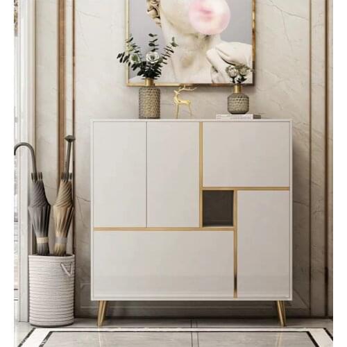 Ultra-thin shoe cabinet simple modern foyer cabinet painted small shoe cabinet to accommodate the door of the bucket cabinet