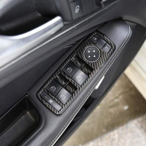 Car Inner Carbon Fiber ABS Window Lift Button Frame Trim for Mercedes Benz A B C E GLE GLA CLA GLK Class W176 W204 W212 W166