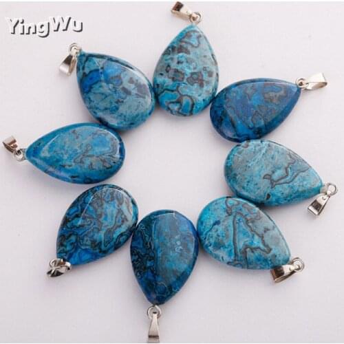 Yingwu water drop natural stone pendants lapis lazuli stone crystal pendants jewelry wholesale handmade stones pendant 30pcs