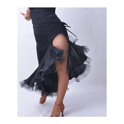 Exotic dance dance Latin dance pendulum barelegged unilateral drawstring skirt skirt S12058B bone Latin practice