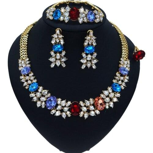 Yulaili High-Quality Classic Multi-Color Diamond Jewelry Sets and Hot-Selling Wedding Bridal Banquet and Party Dubai Jewelry Set