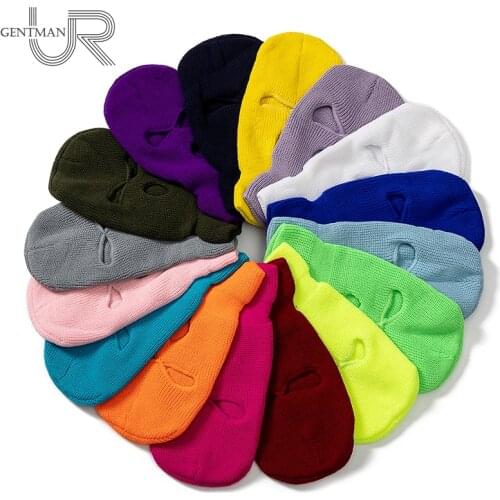 Hot Sale Unisex Balaclava Full Cover Style Ski Mask Hat 3 Holes Winter Hat Tactical Windproof Ribbed Knit Beanie Winter Warm Cap