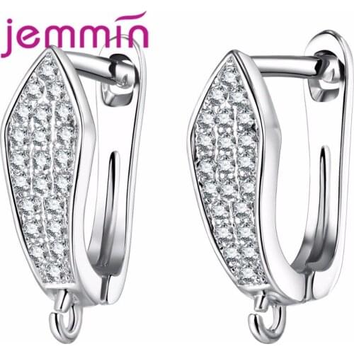 925 Sterling Silver Small Hoop Earrings for Women Wedding Party Jewelry Findings DIY Making CZ Pave Earrings
