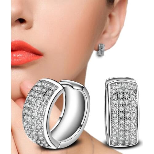 Double Star Cz Earrings for Women Jewelry Pendiente Plata 925 Sterling Silver H Earring Boucle D'oreille Brincos