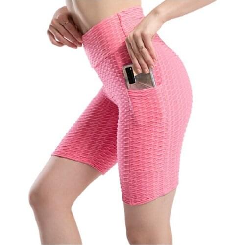 Women Seamless Leggings Fitness Yoga Five-point Pants Push Up Booty Bubble Butt Stretchy High Waist Running Gym Sport Pant