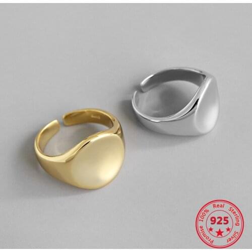 Fashion Fine Jewelry Simple Open Ring Ins Style Geometric Round Glossy Design Wild Popular 925 Sterling Silver Female Jewelry