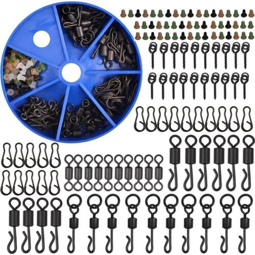 120Pcs Carp Fishing Tackle Kit With Matt Quick change rolling swivels Link clips Stop Beads Carp Boilies Bait Screw Accessories