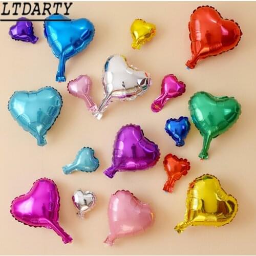 25pcs 5inch /10inch many colors heart-shaped foil balloon inflatable air balloon wedding birthday party decoration wall