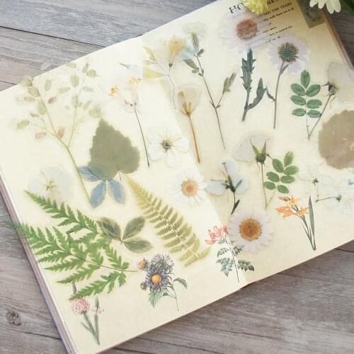 38pcs Milk White Flowers and Leaves Style PVC Sticker Scrapbooking DIY Gift Packing Label Decoration Tag