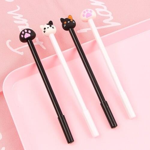 4pcs/lot Cute Gel Pen Kawaii Cat Black Ink Color 0.5mm For Wrting Stationery Creative Gift Office School Supplies