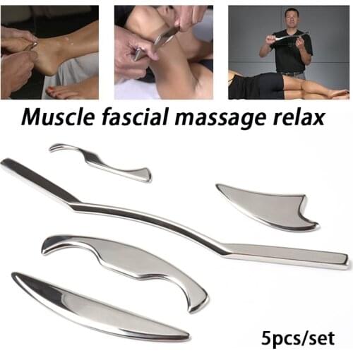 5pcs Stainless Steel Guasha Board Body Massage Gua Sha Tool for Scraping Body Pain Release Muscle Fascial Massage Relax Slim