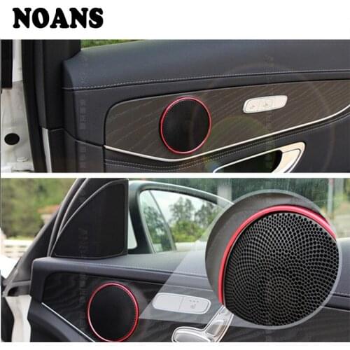 Aluminum Auto Car-styling Door Speaker Decorative Rings Frame Stickers For Mercedes Benz W205 C GLC Class 2014-2018 Accessories