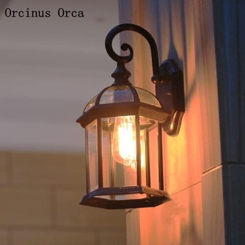 American creative personality LED outdoor glass wall lamp patio balcony corridor European retro LED waterproof wall lamp
