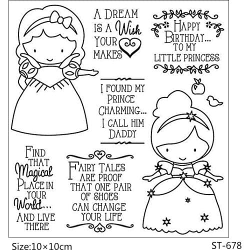 AZSG Cartoon style beautiful princess Clear Stamps/Seal For DIY Scrapbooking/Card Making/Album Decorative Rubber Stamp Crafts