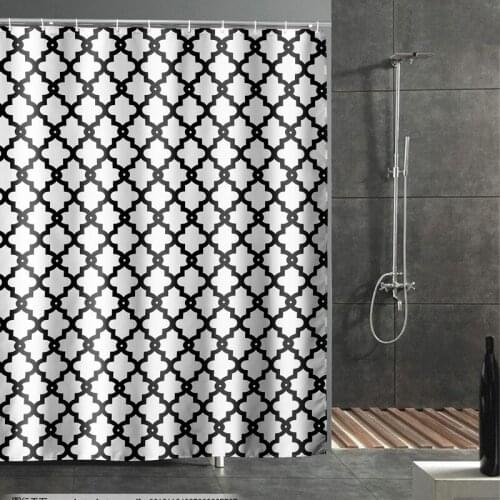 White and Black Plaid Bathroom Shower Decoration Thick Polyester Fabric Waterproof Pretty Curtain for Bath Room