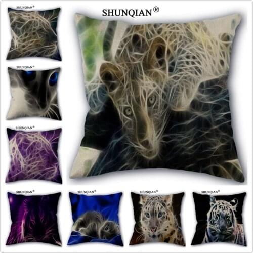 Linen Cotton leopard Pillow Cover Custom Print Home Decorative Pillows Cases 45x45cm one side WZ51626