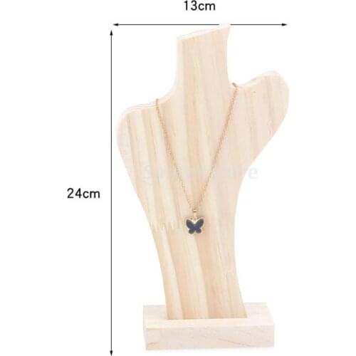 Wood Necklace Jewelry Display Organizer Stand, Mannequin Jewelry Rack, Pendant Holder for Chains, Bracelets, Necklace