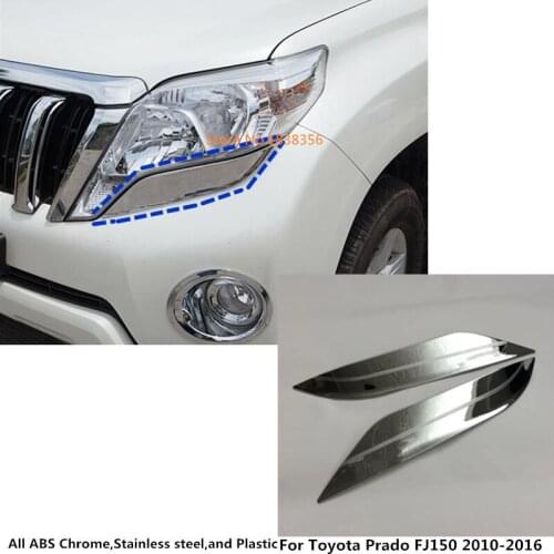 For Toyota Prado FJ150 2010 2011 20112 2013 2014 2015 2016 Car styling body head front Eyebrow/trim light lamp frame stick 2pcs