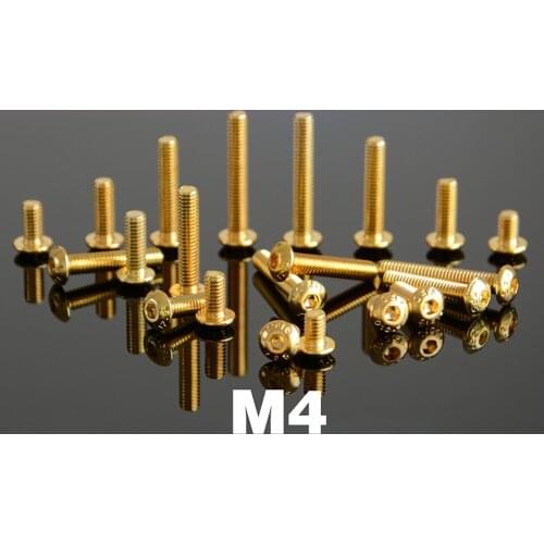 M4x6-35 Golden 12.9 Grade Alloy Steel Hex Allen Socket Button Head Screw DIN7991 For DIY Car Model