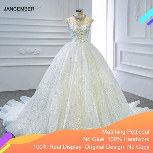 J67118 JANCEMBER White Wedding Dresses 2020 Crystal High Neck Sleeveless Beaded Vestido De Fiesta De Boda свадебное платье 2020