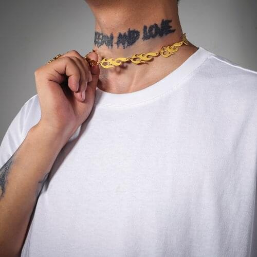 3 Colors Wholesale 10Pcs Flame Harajuku Hip-hop Choker Necklace Fashion Man Women Punk Short Chain Jewelry Street Accessories