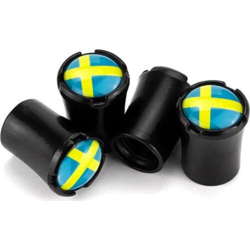 4pcs/Lot Sweden Flag Car Tire Valve Caps For Hyundai I30 Solaris Tucson IX35 Wheel Tires Air Dust Waterproof Screw Airtight Cap