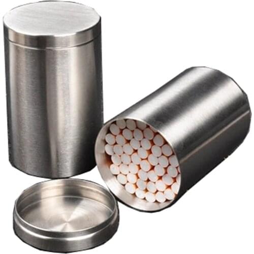 50 Cigarette Can 304 Stainless Steel Large-Capacity Cigarette Box Case Sealed Tobacco Cans Tea Pot 65mm*105mm