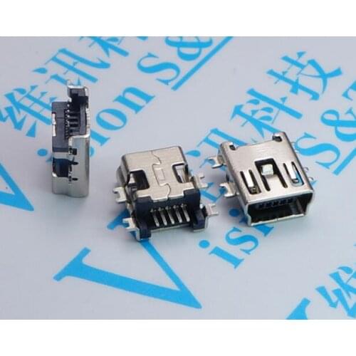 50pcs Mini USB 5pin Female Socket Connector SMT sink 1.7mm socket female jack 2.0 for Tail Charging Mobile Phone Data Interface