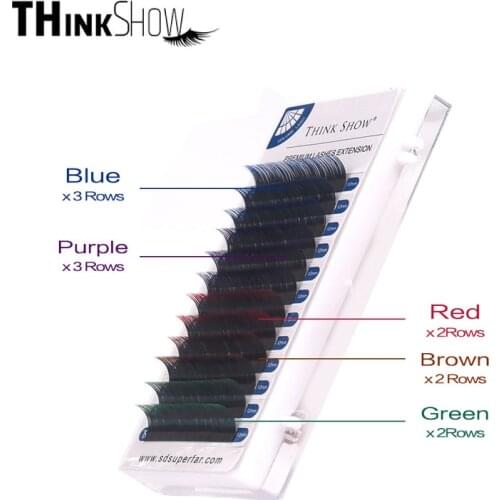 THINKSHOW Multi Color Eyelash Extension 0.07/0.1 Thickness Silk Volume High Quality Natural and Soft Eyelash Extension