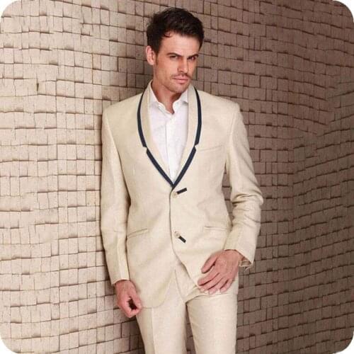 Champagne Men Suits Wedding Blazers Man Jacket Groom Tuxedos Slim Fit Terno Masculino Coat Pants Costume Homme Mariage 2Piece