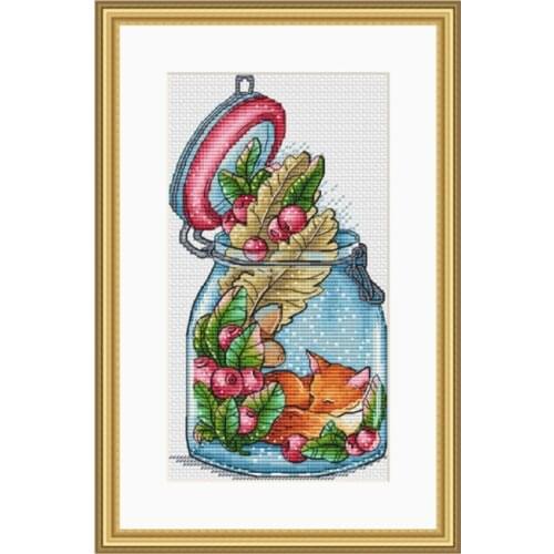 Tt Counted Cross Stitch Kit Fan blowing a fan Handmade Needlework For Embroidery 14ct Cross Stitch The Little World of the Fox
