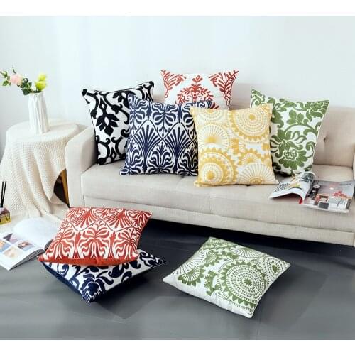 NicHome 5PCS Embroidered Pillowcase Classical Sofa Cushion Cover 45x45CM Cotton and Linen Waist Pillowcase Home Decoration
