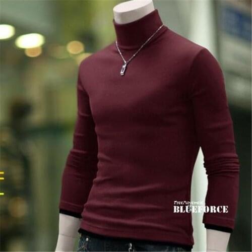 New 2021 Autumn And Winter Male Slim Basic Mens Clothing Thin Pullover Turtleneck Sweater Solid Color Casual Sweater