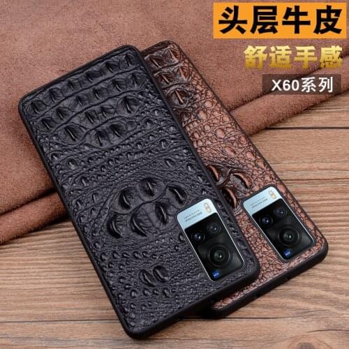 New Genuine Leather Luxury 3d Crocodile Head Phone Case For Vivo X60 Pro Plus Cover Cases