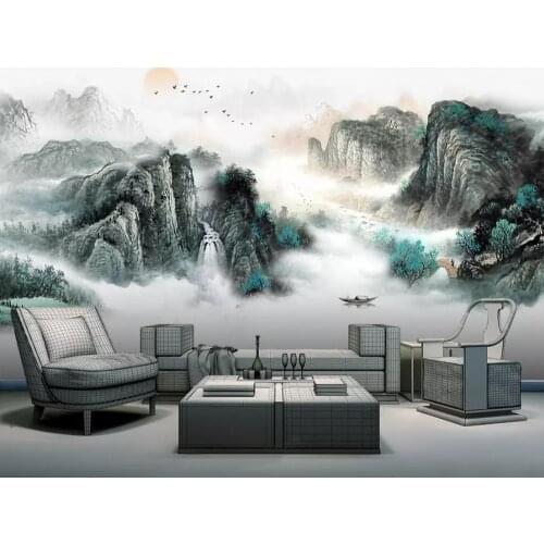 Papel de parede Chinese style painting ink 3d wallpaper ,living room bedroom TV wall papers home decors restaurant custom mural