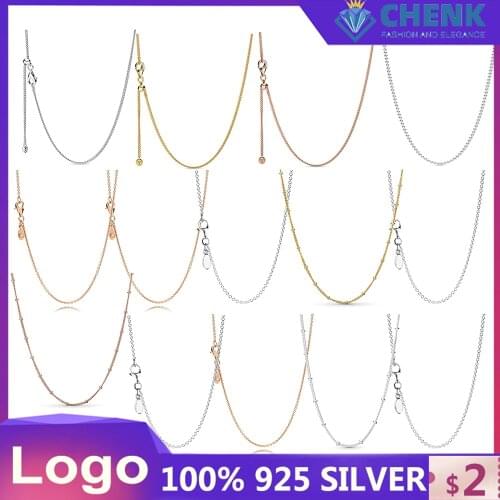 Necklace For Women And Men Silver 925 Sterling Fit Girl Original Fashion Jewelry Gift Adjustable Multi-Size Colorful Necklace
