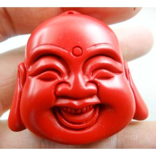 Natural stone Quartz crystal Chinese Red Organic Cinnabar carve Buddha pendant for diy Jewelry making necklace Accessories A11