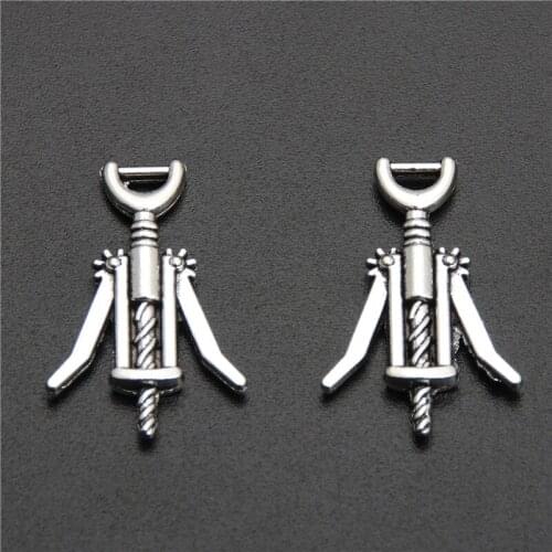 20pcs Silver Color Red Wine Opener Charms Pendants Making DIY Handmade Tibetan Silver Color Jewelry A2604