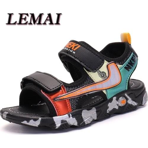 New LEMAI Summer Kids Sandals Fashion Sandalias Childrens Shoes Non-slip Soft Bottom Leather Boys Sandals for Children