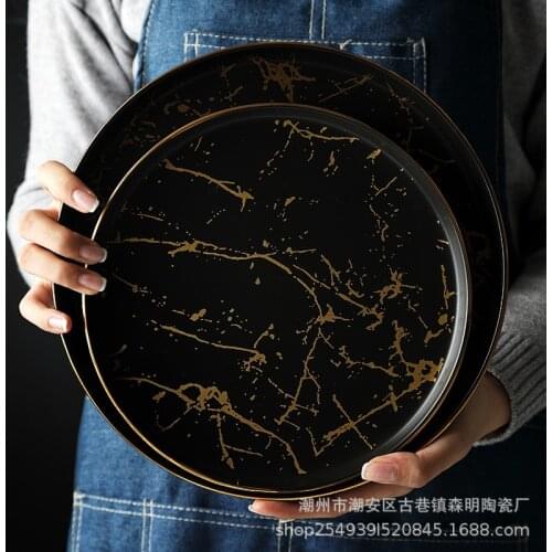 Nordic dish ceramic dish dish household creative marble pattern Western dish steak dish tableware bone china dinnerware sets
