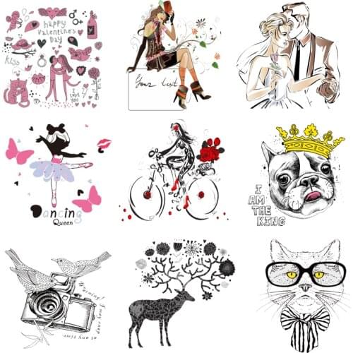 Iron on Transfer for Clothing Thermoadhesive Patches Stickers Diy Girls Patch Textile Vinyl Stripes Thermotransfer for Clothes J