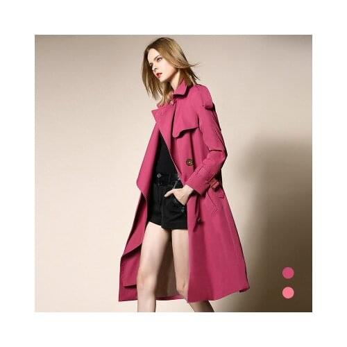 Top brand Lapel Double-breasted Large Knee-length Trench B17 high quality