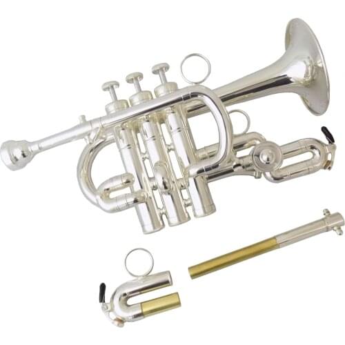 Bb/A Piccolo Trumpet Silver plated Brass trumpets with mouthpiece case musical instruments trompete Stainless Steel pistons