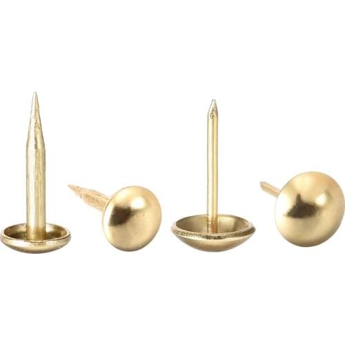 Uxcell 50Pcs Upholstery Nails Tacks Mm Dia Mm Height Round Thumb Push Pins Gold Tone to DIY Home Decoration Restaurant etc