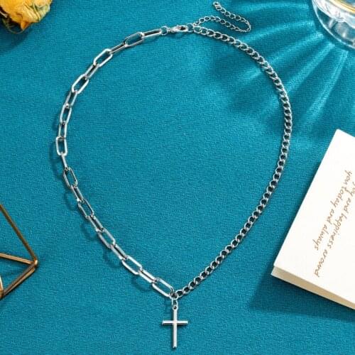 Vintage Silver Cross Chain Statement Necklaces For Women Necklace 2021 Trend Bohemia Female Fashion Party Wedding Jewelry Gift