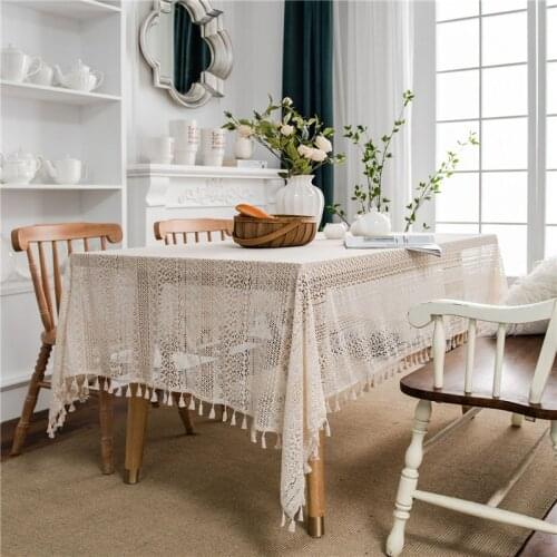 Crochet Table Cloth Lace Tassel Tablecloth tapete Woven Tablecloth for Table Wedding Decoration nappe de table mantel mesa