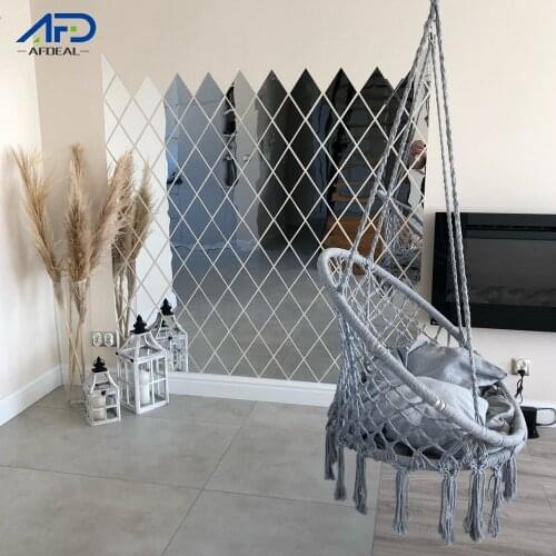 50x100cm 32pcs Diamonds 3D Mirror Stickers DIY Rhombus Mirror Wall Stickers Self-adhesive Art Decals Bathroom Home Decoration