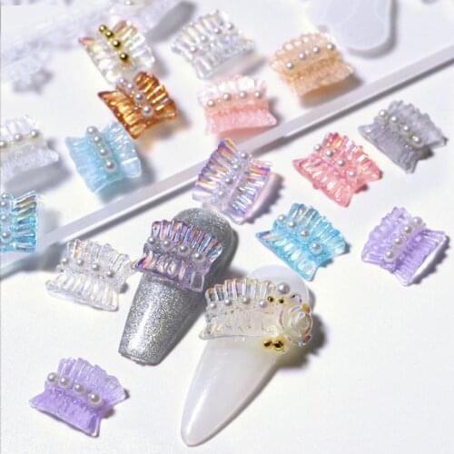 Pearl Nail Decorations Jewelry Natural Lace 3D Nail Art Designs Polish Manicure Accessories Random Color Nail Art Decorations