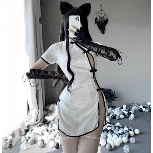 Women Cheongsam Cosplay Play Costumes Charming Side Open Design Porno Outfit New Japanese Anime Dr Stone Sexy Lingerie