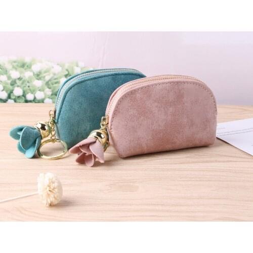 Women Mini Coin Purse Pouch PU Leather Short Money Bag Tassel Flower Zipper Storage Holder Girls Key Earbuds Small Wallet